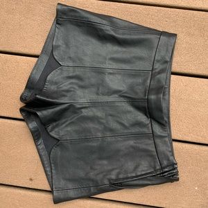 Black leather shorts